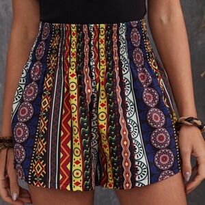 SHEIN Colorful Geometric High Waist Shorts